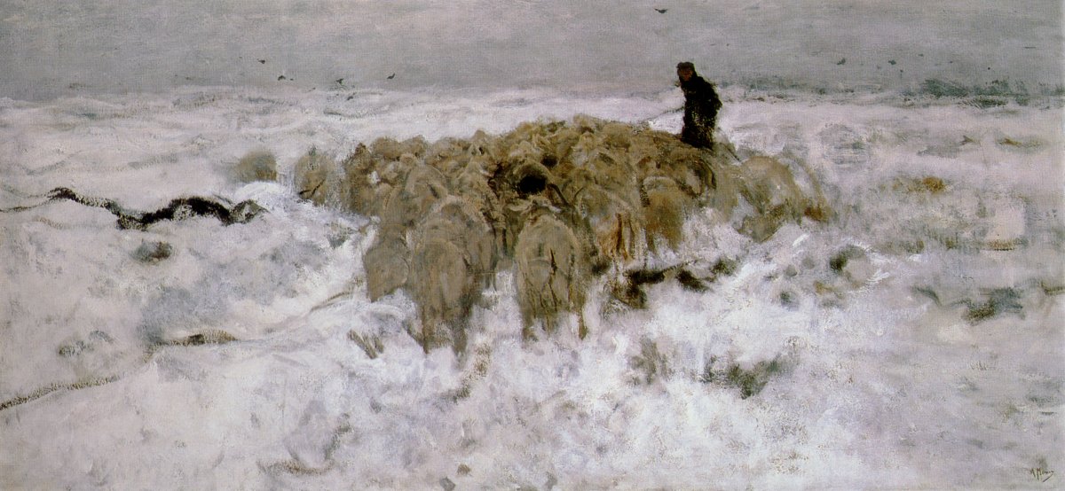 Kudde_schapen_met_herder_in_de_sneeuw