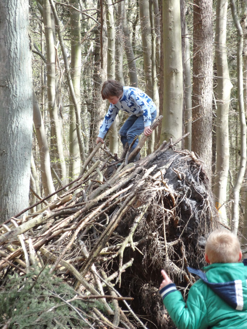 spelen in het bos