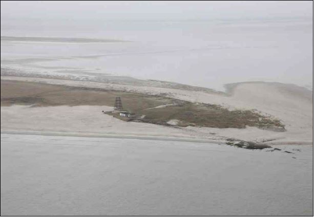 Rottumeroog vanaf de Noordzee, februari 2014. Foto: Rijkswaterstaat