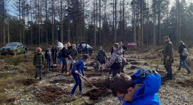 Kinderen planten bomen in de Lage Vuursche